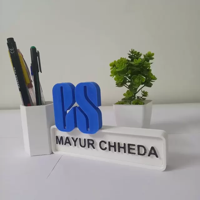 CS Name Plate for office Desk/Table stylish Personalized Pen Stand holder for Table Desk