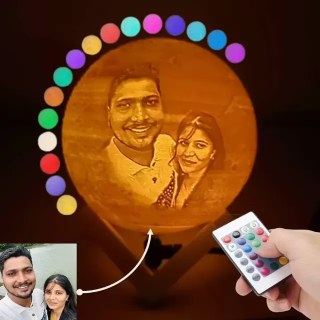 16 Color Personalised Moon Lamp | Perfect Couple Gift - Ideal for Anniversaries, Birthdays and for All Occasions