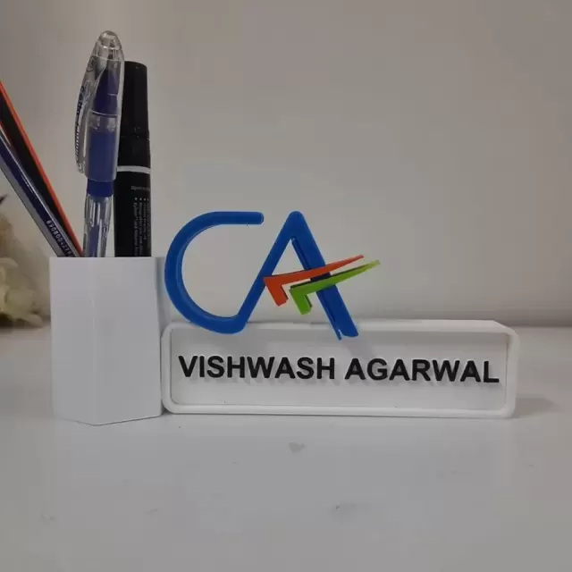 CA Name Plate, Pen Holder Stand for Desk, Personalised Name plate for CA
