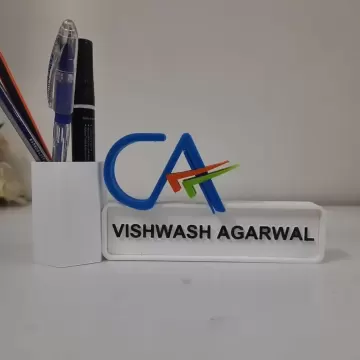 CA Name Plate, Pen Holder Stand for Desk, Personalised Name plate for CA